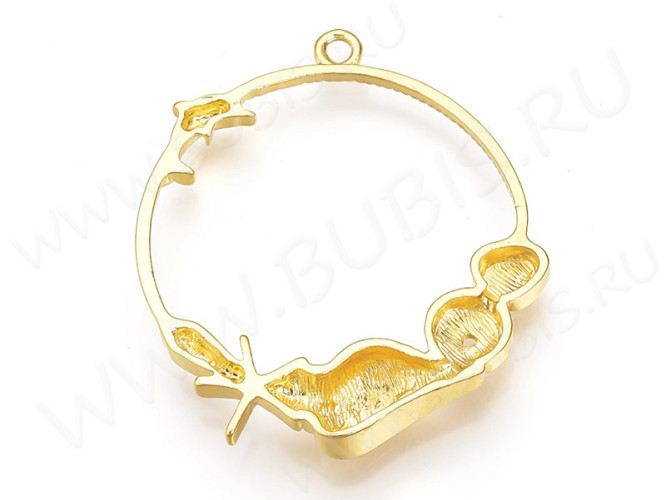 Подвеска Рамка 25 Морская 41*36*5мм золотистая (литьё)