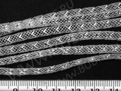 Нейлоновая ювелирная сетка 4мм бело-серебристая (шнуры) (1м)