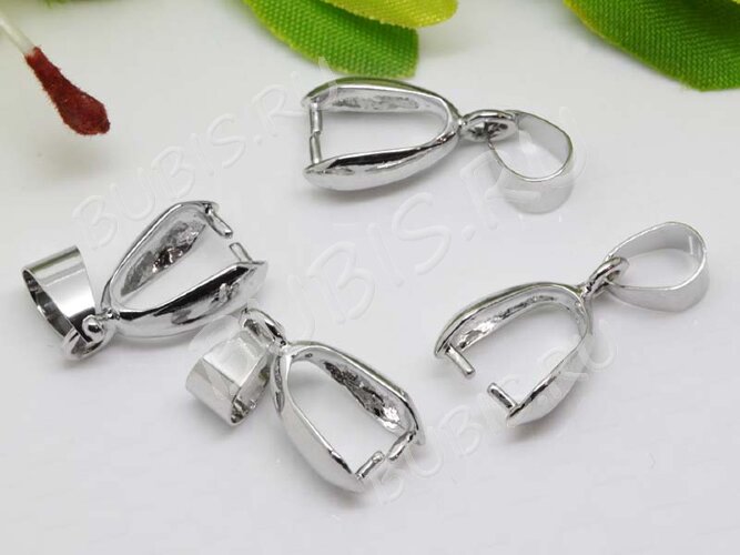 Держатель кулона 074 гладкий 15*6*3мм цвет платины (Brass)