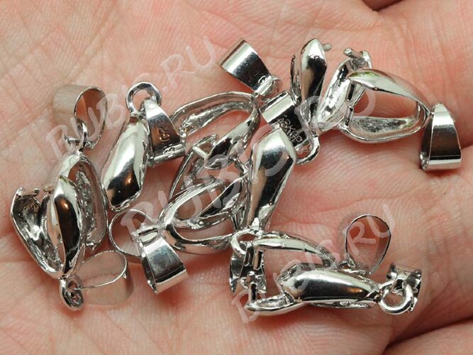 Держатель кулона 074 гладкий 15*6*3мм цвет платины (Brass)