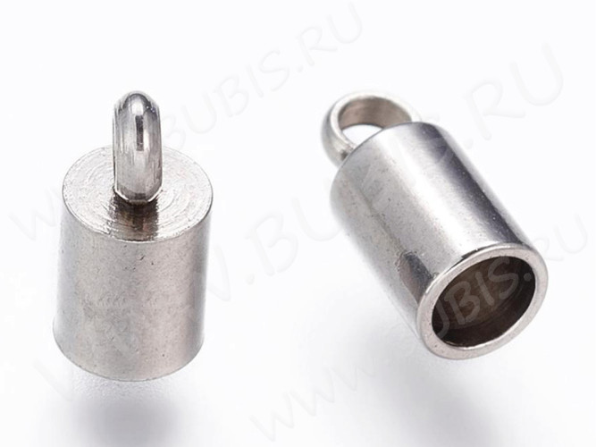 Концевик 110 8,8*4*4мм для шнура до 3мм цвет платины (Хирургическая сталь)