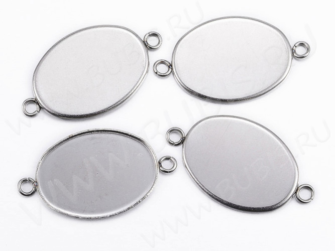 360 Коннектор-сеттинг Овал (сеттинг 18*13мм) 25*14*1,4мм цвет платины (Хирургическая Сталь)