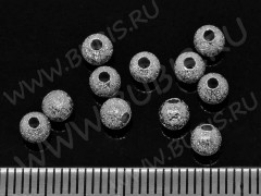 (ОПТ) Бусина Шарик металлический &quot;сахарный&quot; 4мм цвет платины (Brass) (50шт.)