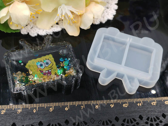 Молд 181 для эпоксидной смолы 52*50*8мм Шейкер/рамка Телевизор (силикон)