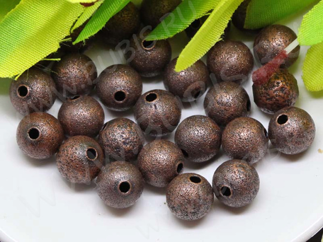 Бусина Шарик металлический "сахарный" 8мм античная медь (Brass) (10шт.)