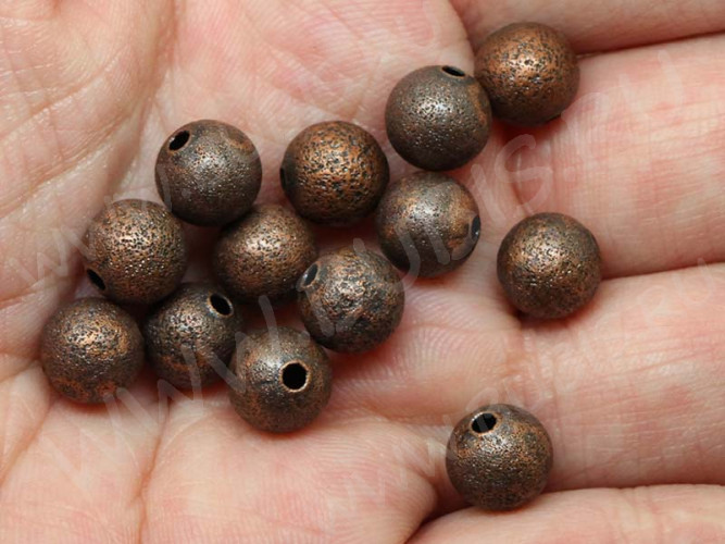 Бусина Шарик металлический "сахарный" 8мм античная медь (Brass) (10шт.)