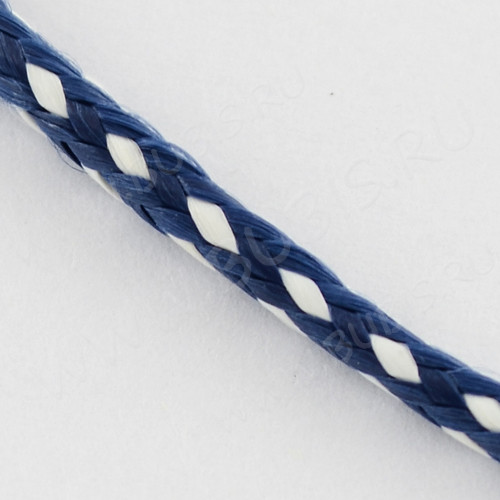 Вощёный полиэстеровый шнур "корейский" 1,5мм сине-белый (1м)