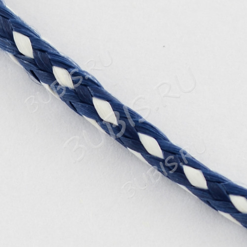 Вощёный полиэстеровый шнур "корейский" 1,5мм сине-белый (1м)