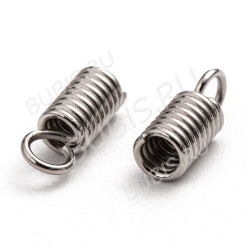 Концевик 127 пружинка 10*4мм для шнуров до 2,5мм цвет платины (Хирургическая сталь) (10шт)