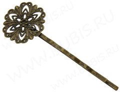 Основа (заготовка) для заколки №04 "невидимка" 64*21*5,5мм античная бронза (Brass)