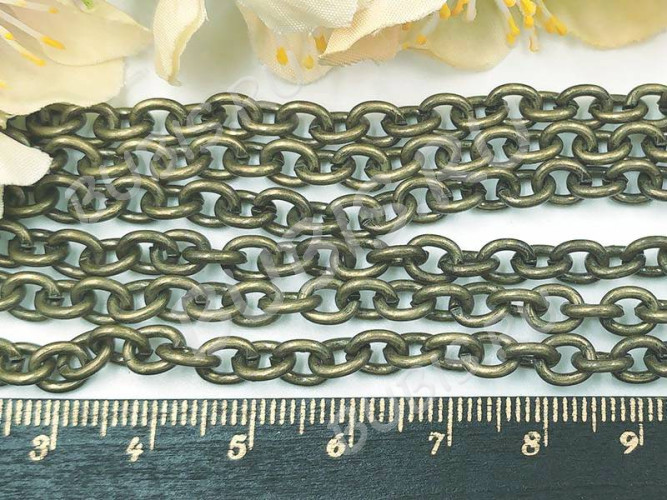 Цепочка I128 с простым плетением звено 6*5*1,1мм античная бронза (Iron) (50см)