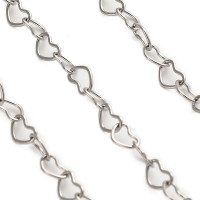 Цепочка S106 Сердечки звено 3,2*2,2*0,3мм цвет платины (Хирургическая сталь) (50см)