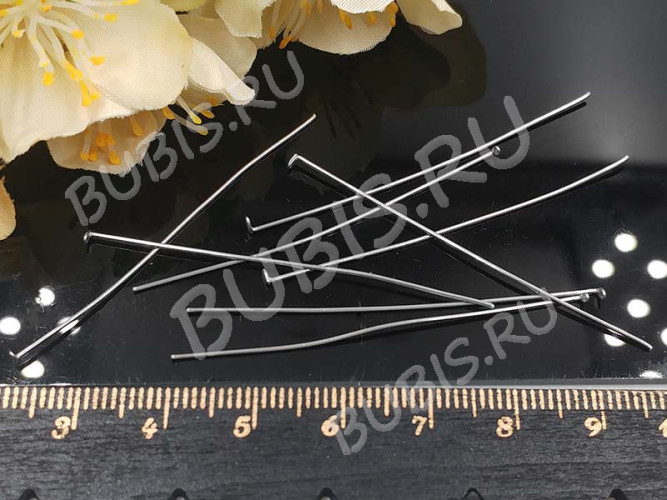 Штифт со шляпкой 30*0,6мм пин цвет платины (Хирургическая сталь)(50шт)