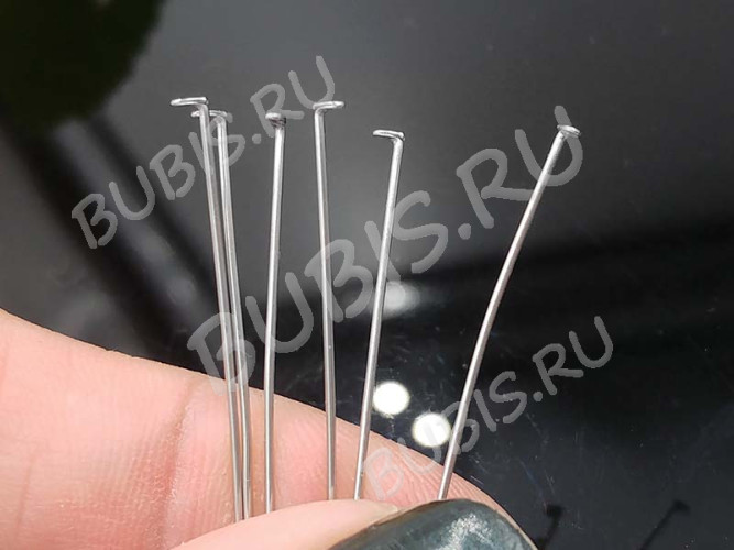 Штифт со шляпкой 30*0,6мм пин цвет платины (Хирургическая сталь)(50шт)