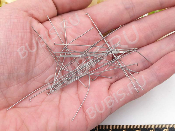 Штифт со шляпкой 30*0,6мм пин цвет платины (Хирургическая сталь)(50шт)