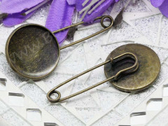 Основа (заготовка) для броши №84 Булавка с сеттингом 20мм 45,5*22*6,5мм античная бронза (Brass и Iron)