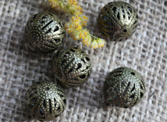 Бусина ажурная 01 &quot;Шарик&quot; 12мм античная бронза (Iron) (10шт)