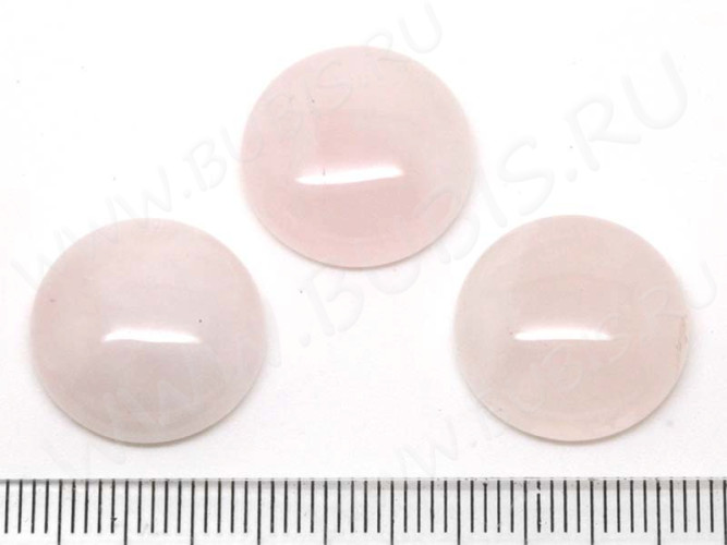 Кабошон каменный 077 Круг 18*18*6мм Розовый кварц (камни)