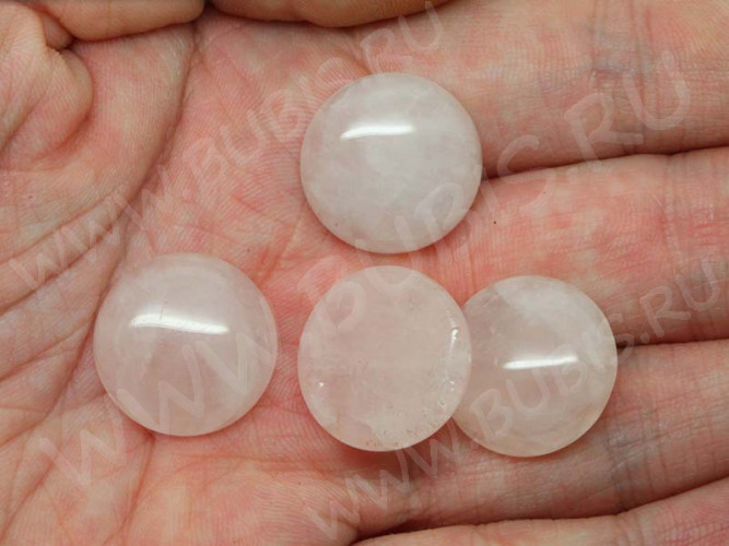 Кабошон каменный 077 Круг 18*18*6мм Розовый кварц (камни)