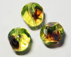 Бусина Восьмигранник 14*14мм салатово-коричневый прозрачный (стекло)