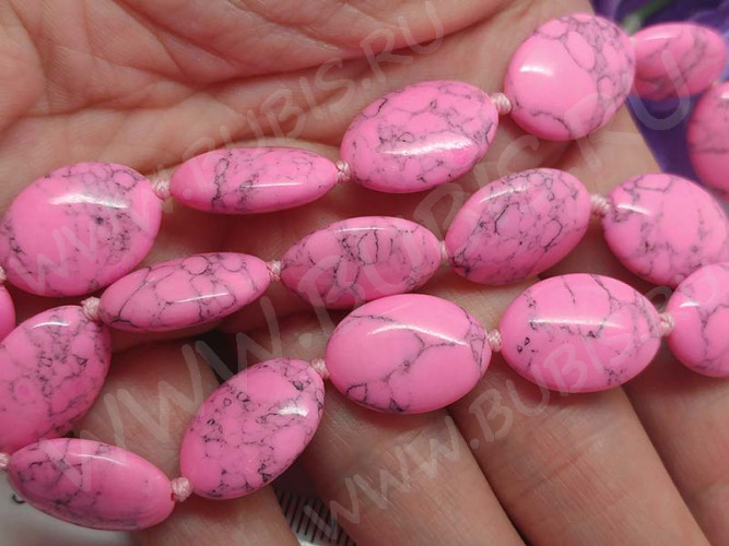Бусина каменная Овал 53 18*13,5*6,5мм Говлит яр.розовый пресс. (камни)