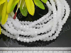 (СКИДКИ!!!) Бусина кристалл гранёный абакус 4,3*4*3,5мм белый полупрозрачный (имитация Сваровски) (100шт.)