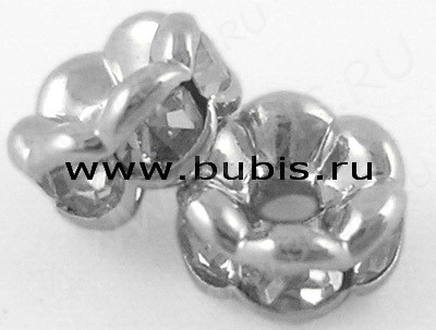 Рондель со стразами 07 5*5*2,3мм цвет платины и прозрачный (Brass и стекло)
