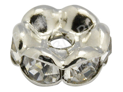 Рондель со стразами 07 5*5*2,3мм цвет платины и прозрачный (Brass и стекло)