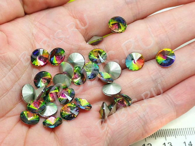 Ювелирный кристалл 03 Риволи круг 8мм радужный мультиколор (имитация Сваровски)