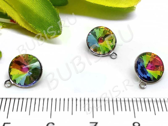 Ювелирный кристалл 03 Риволи круг 8мм радужный мультиколор (имитация Сваровски)