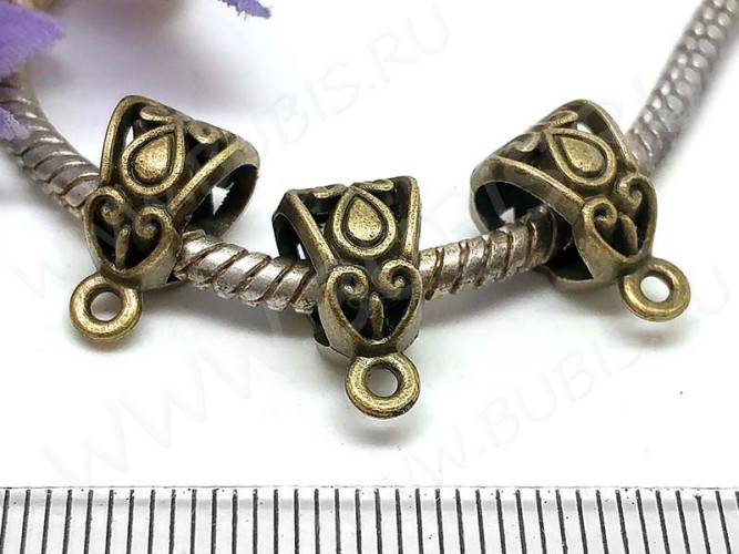 Бусина с петлёй 028 Бейл Сердечки 14*8,5*8мм античная бронза (литьё)
