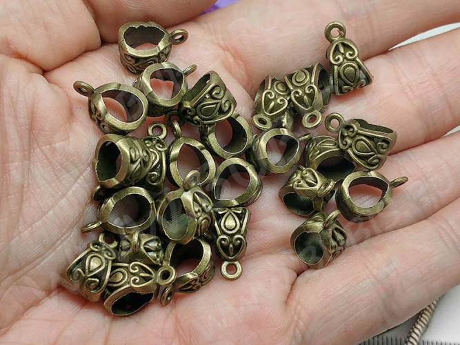 Бусина с петлёй 028 Бейл Сердечки 14*8,5*8мм античная бронза (литьё)