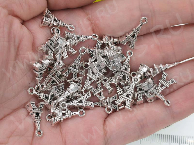 Подвеска Эйфелева башня 14 3D 15,5*8,5*5мм античное серебро (литьё)