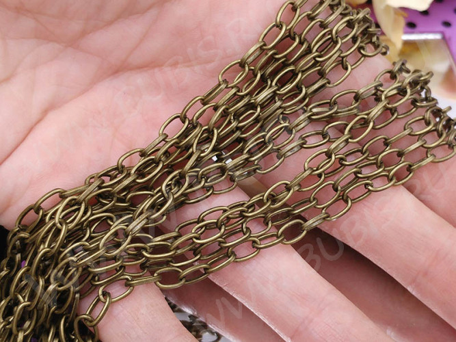 Цепочка I042 с простым плетением звено 6,5*4мм античная бронза (Iron) (50см)