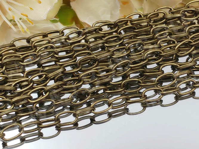 Цепочка I042 с простым плетением звено 6,5*4мм античная бронза (Iron) (50см)