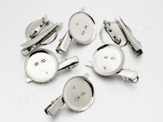 Основа (заготовка) для броши №98 булавка заколка "крокодильчик" (с сеттингом 29мм) 42*29*12мм цвет платины (Iron)