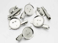 Основа (заготовка) для броши №98 булавка заколка &quot;крокодильчик&quot; (с сеттингом 29мм) 42*29*12мм цвет платины (Iron)