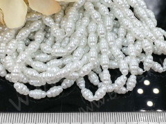 Бусина &quot;жемчуг&quot; Рис рифлёный майорка 7,5*4мм белый жемчужный (стекло) (10шт.)