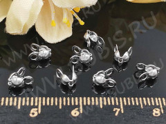 (СКИДКИ!!!) Зажимы №42 Калотты укреплённые 6,5*3*2,8мм серебристые (Iron) (50шт.)