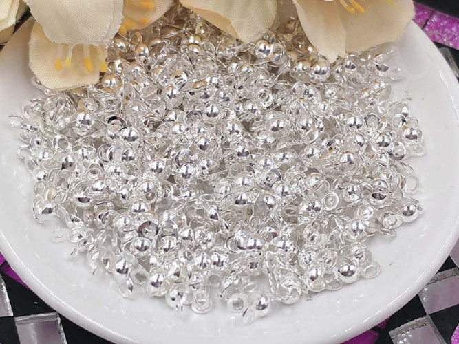 (СКИДКИ!!!) Зажимы №42 Калотты укреплённые 6,5*3*2,8мм серебристые (Iron) (50шт.)