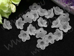 Бусина акрил Цветочек 03 матовый чашечка 12,5*12,5*6,2мм белый полупрозрачный (акрил) (10шт.)