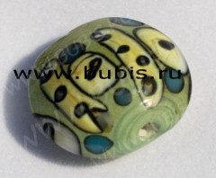 143 Бусина Лепёшка 20*18*10мм св.зелёно-синяя (Мурано)