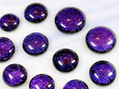 Кабошон Фьюзинг Круглый 14-21мм Дихроик на черном Фиолетовый темный Гладкий USB