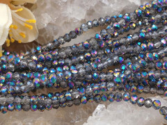 (СКИДКИ!!!) Бусина кристалл гранёный абакус 3*3*2мм серый с AB прозрачно-непрозрачный (имитация Сваровски) (НИТЬ)