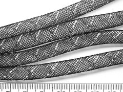 Нейлоновая ювелирная сетка 8мм чёрно-серебристая (шнуры) (1м)