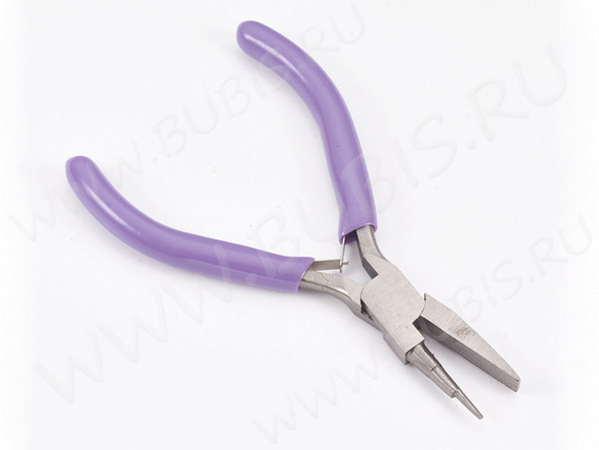 Круглогубцы 15 СТУПЕНЧАТЫЕ (шаг 1,5-3-5мм) 125мм с фиолетовыми ручками (инструменты для бижутерии)