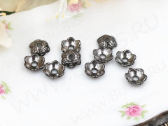 259 Шапочка маленькая с символами 6*6*1,8мм чёрный никель (литьё) (20шт)