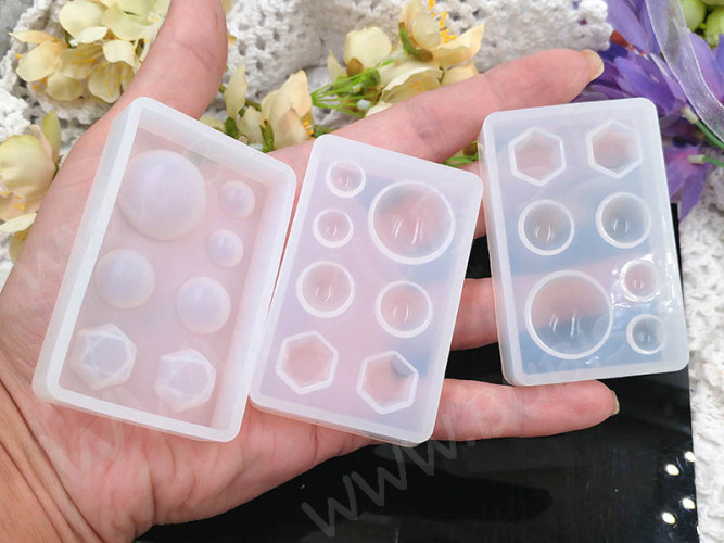 Молд 150 для эпоксидной смолы 70*45*12мм Кабошоны Полусферы и Гранёные кристаллы (силикон)