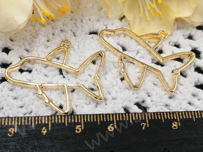 Подвеска Рамка 42 Самолётик 33*27,5*1,5мм золотистая (литьё)