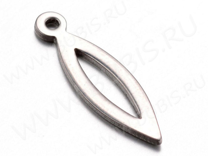 Подвеска Овал острый 19,5*5,3*1мм цвет платины (Хирургическая сталь)